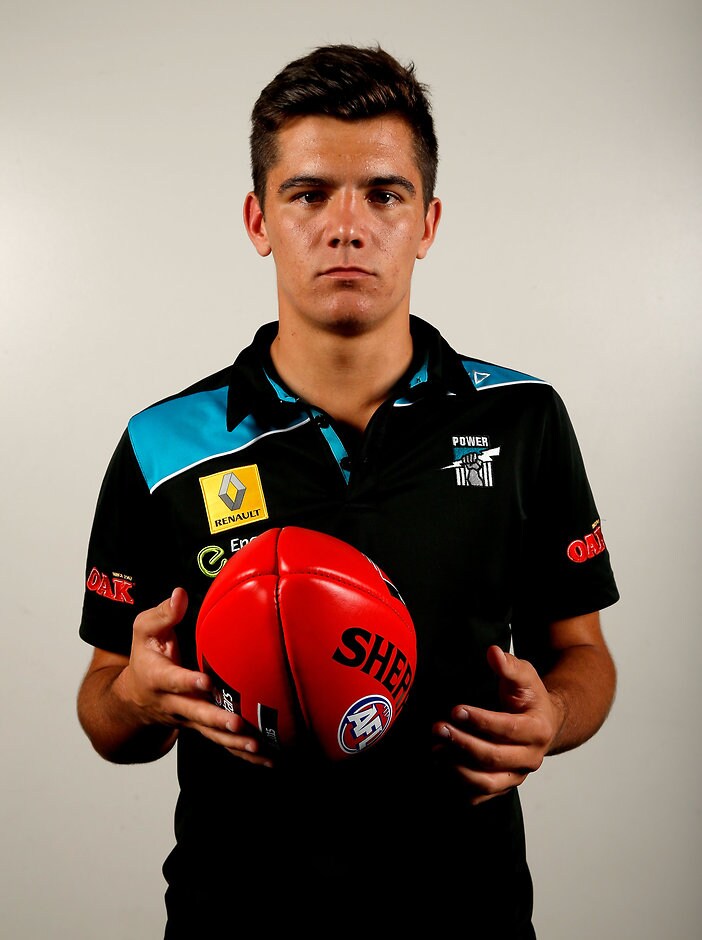 AFL 2015 Media - NAB AFL Draft ADELAIDE, AUSTRALIA - NOVEMBER 24: Number 37 draft pick Riley Bonner of Port poses during the NAB AFL Draft at the Adelaide Convention Centre, Adelaide, Australia on November 24, 2015. (Photo by Sean Garnsworthy/AFL Media)